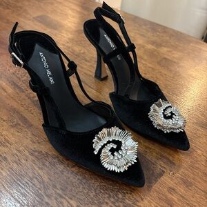 ANTONIO MELANI Black Heels with Silver Accents